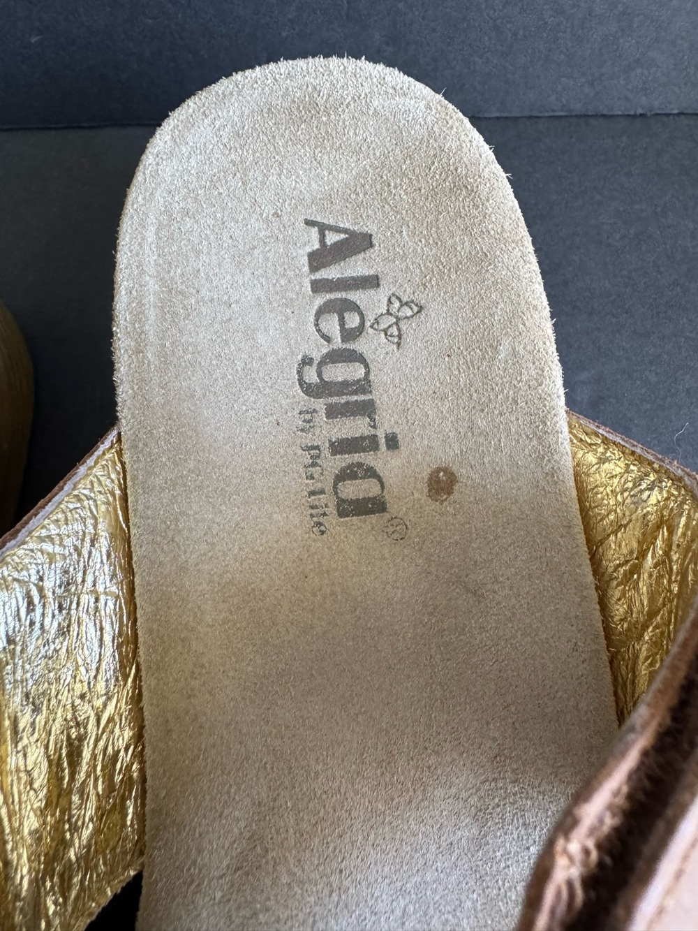 Alegria Embroidered Sandals Tan Leather Comfort Shoes Slip On Clogs Mules 43 - Picture 7 of 10